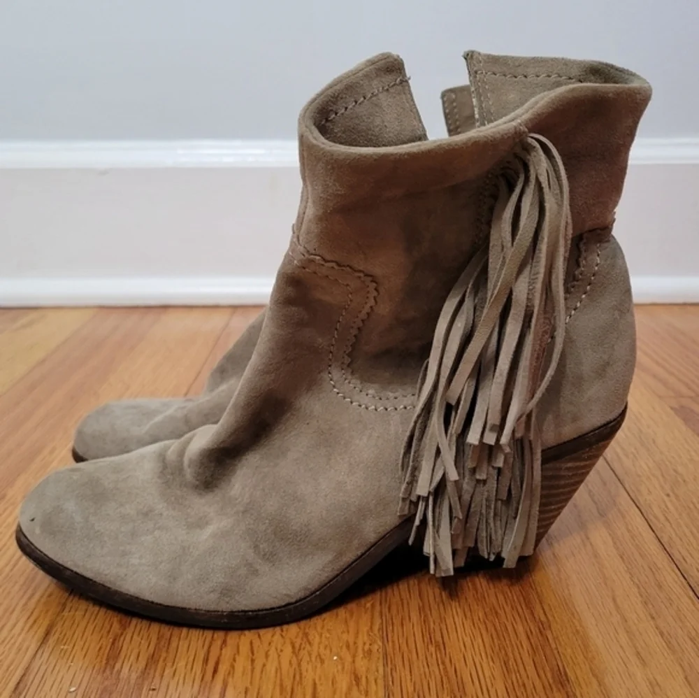 Sam Edelman Women's Louie Western Fringe Boot Tan Size 6 Suede‎ Leather Festival